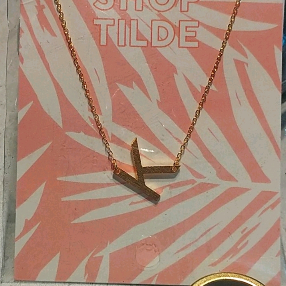 Initial letter K Gold tone Necklace